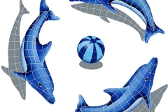 Dolphin-group-with-blue-bal