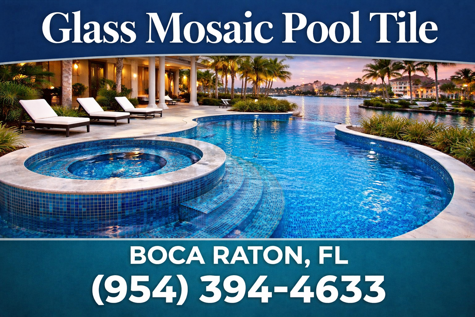 Glass Mosaic Pool Tile in Boca Raton