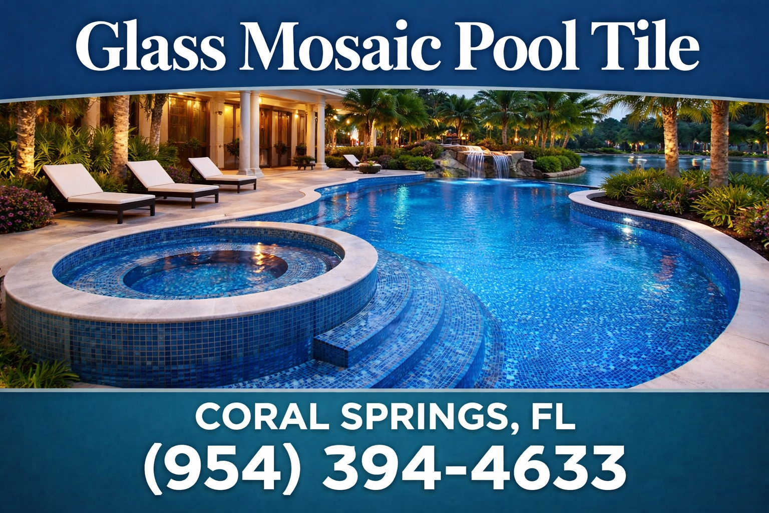 Glass Mosaic Pool Tile in Coral Springs