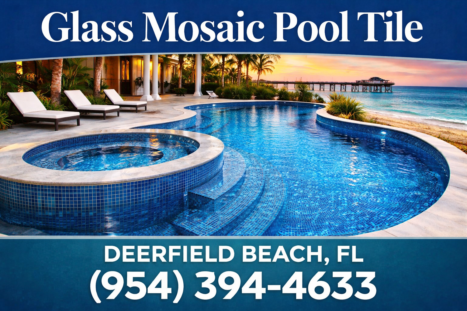 Glass Mosaic Pool Tile in Deerfield Beach