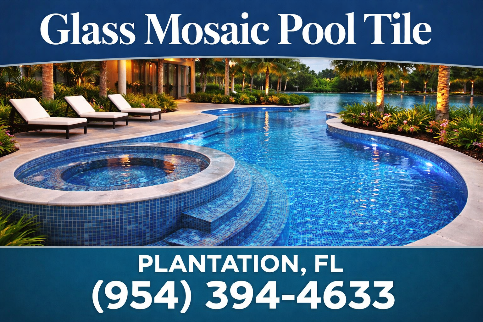 Glass Mosaic Pool Tile in Plantation