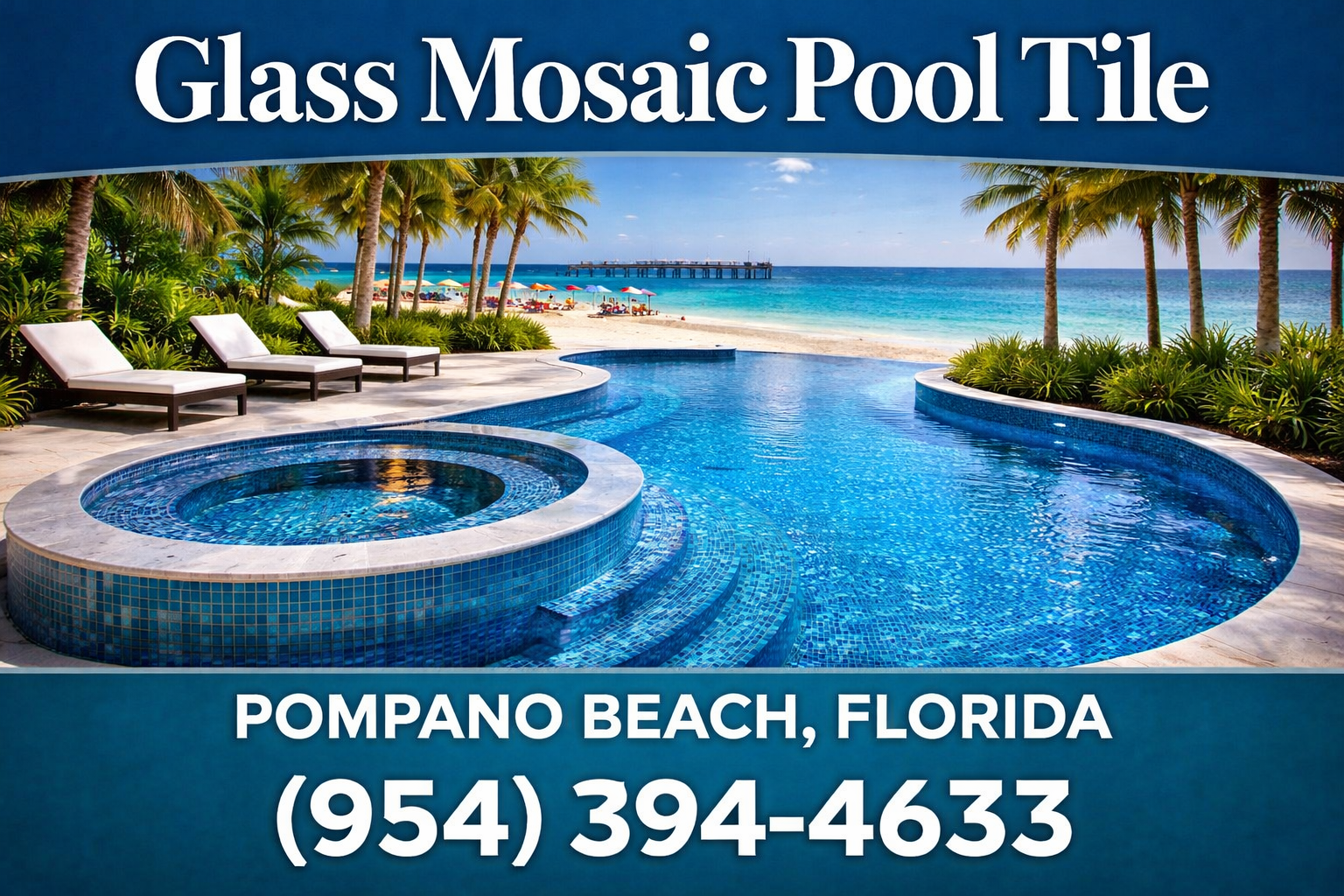 Glass Mosaic Pool Tile in Pompano Beach