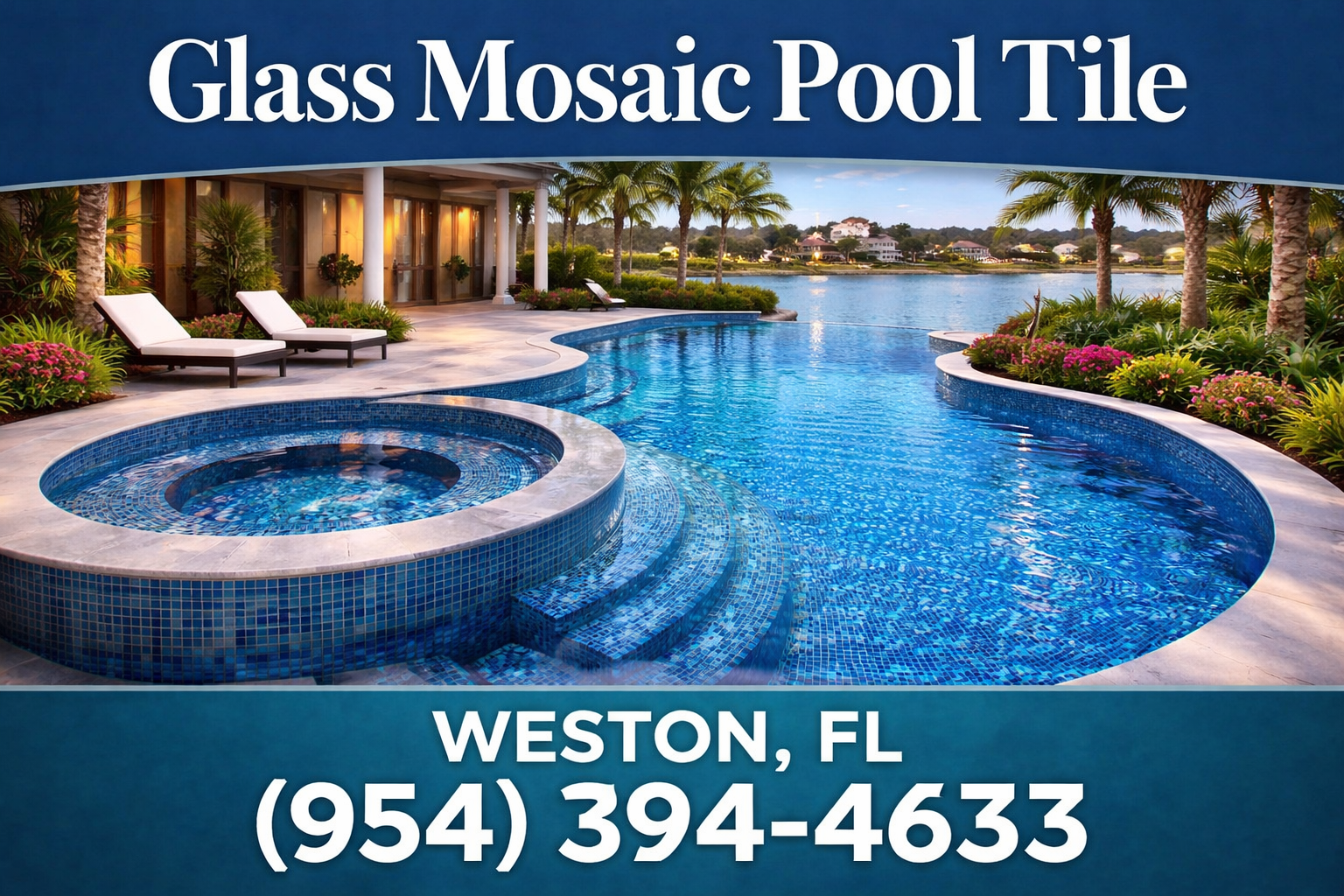 Glass Mosaic Pool Tile in Weston