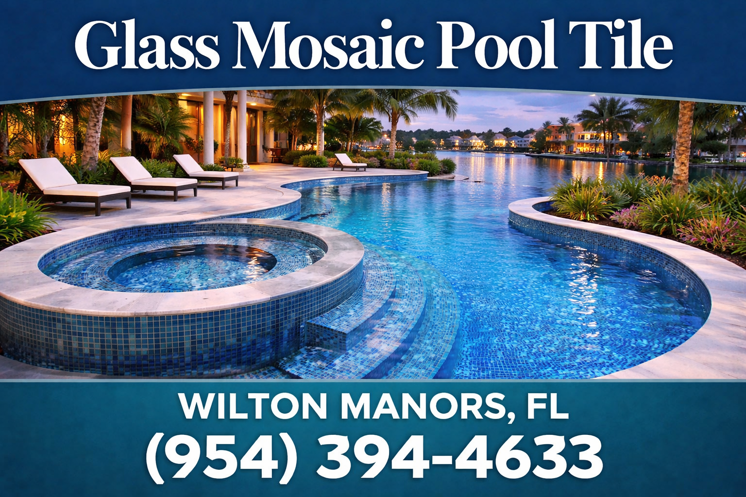 Glass Mosaic Pool Tile in Wilton Manors
